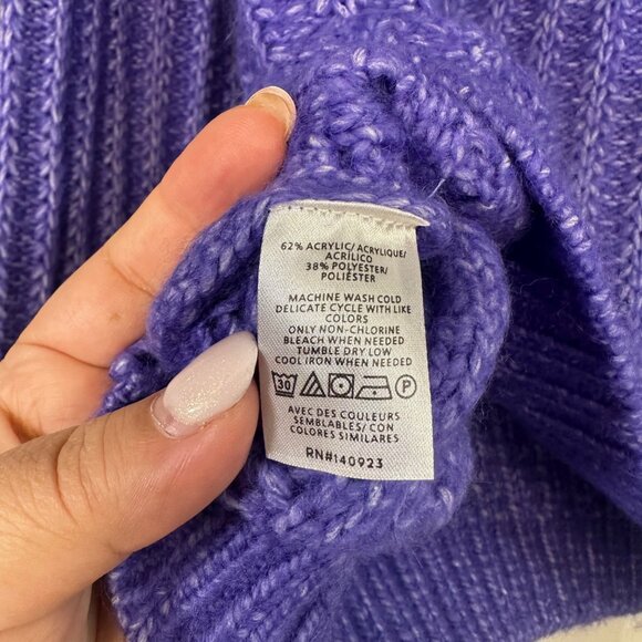 Vibrant Purple Fuzzy Textured Ribbed Sweater Long Sleeve Crewneck -NEW - Picture 8 of 11